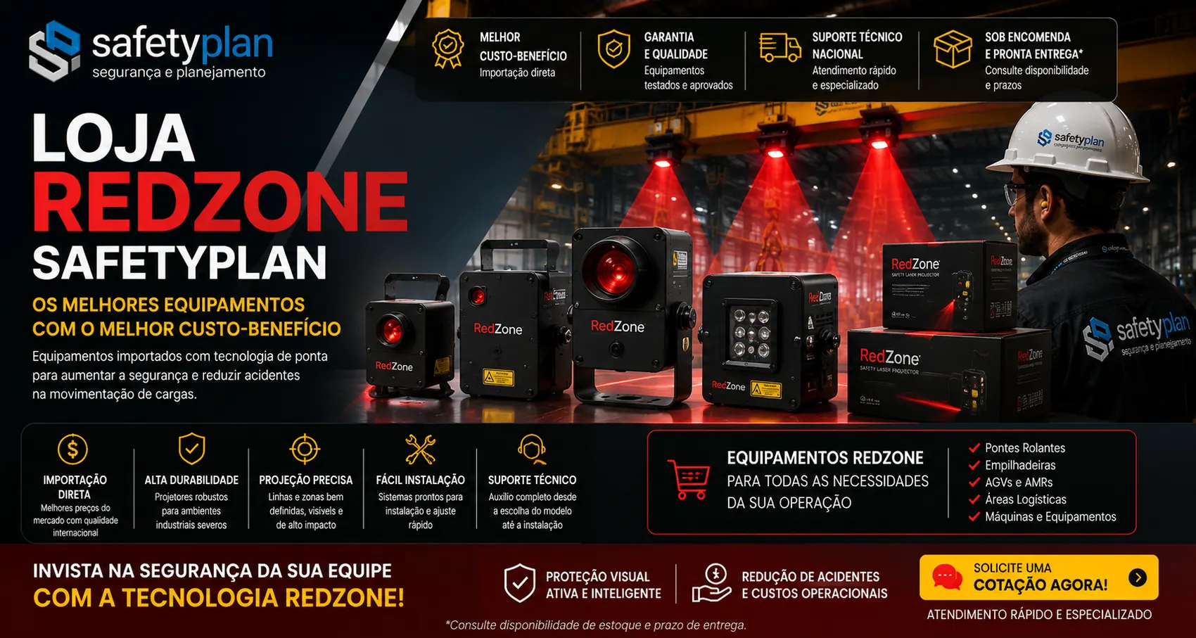 Loja RedZone SafetyPlan com equipamentos para cotação