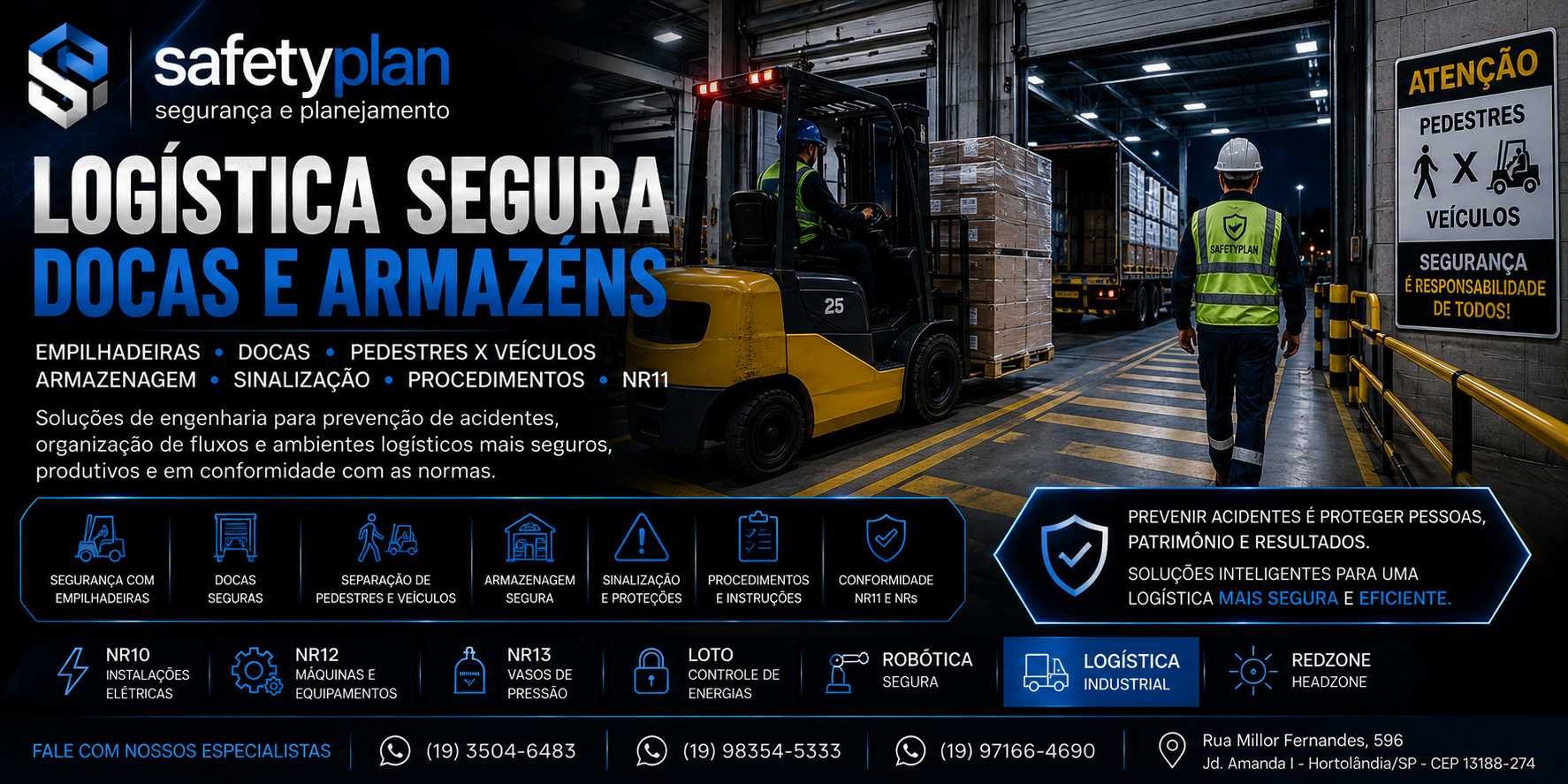 Segurança logística industrial em Campinas - empilhadeiras, docas e armazéns