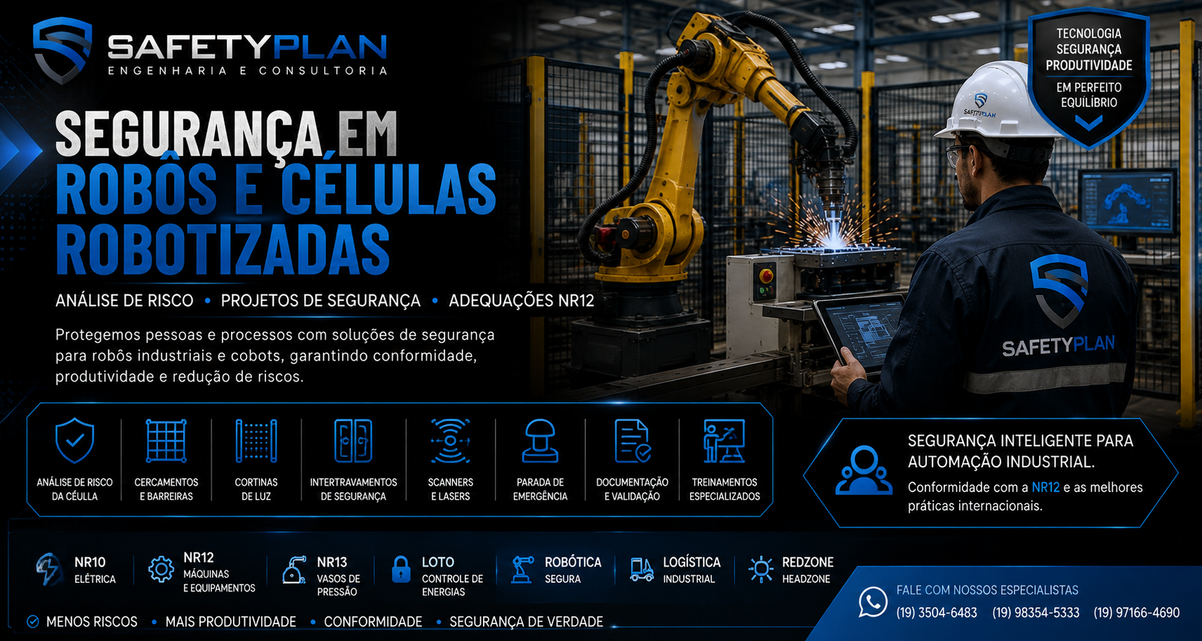 Segurança em robôs e células robotizadas em Campinas