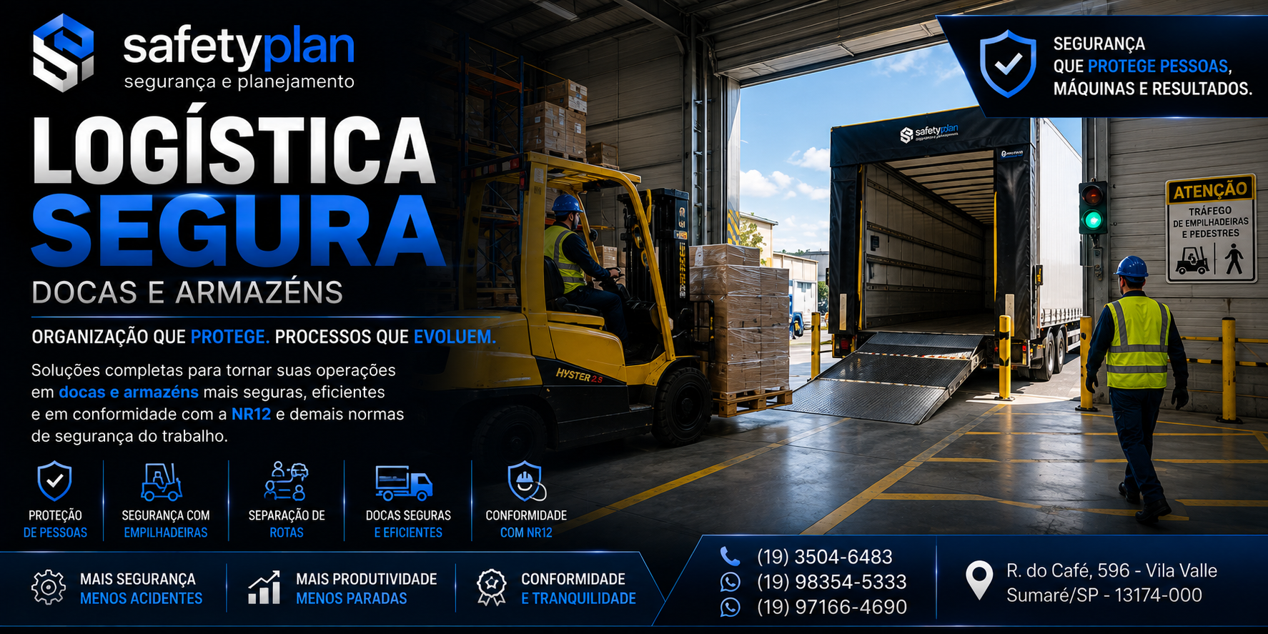 Sinalização barreiras e proteções industriais para logística